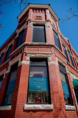 From the corner of Park and Cherry, in Downtown Olathe.