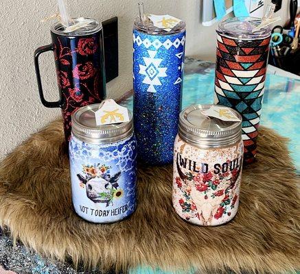 Handmade Cups Everyone of Them has a straw