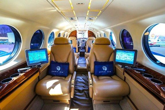 Interior of King Air 350 - Seats 8 passengers
