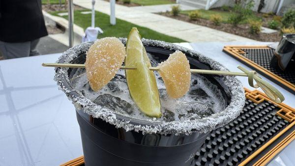 "Half-Ass" - Moscow Mule, no kick. House made spicy ginger & agave syrup, fresh lime and soda w/ crystallized gingers & lime wedge.