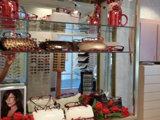 February's display includes Versace, Bebe,Guess,Elle & Rayban Frames