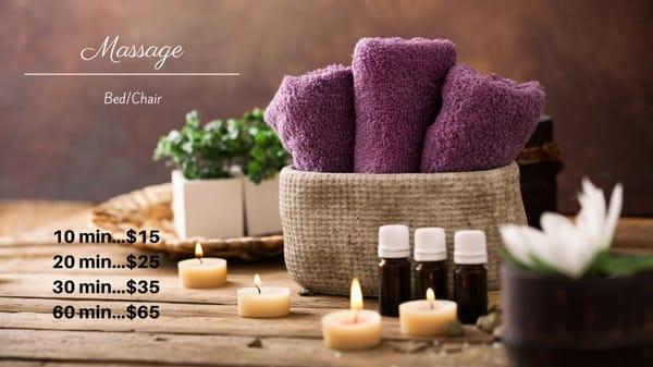 Come get a massage! We specialize in reflexology methods.