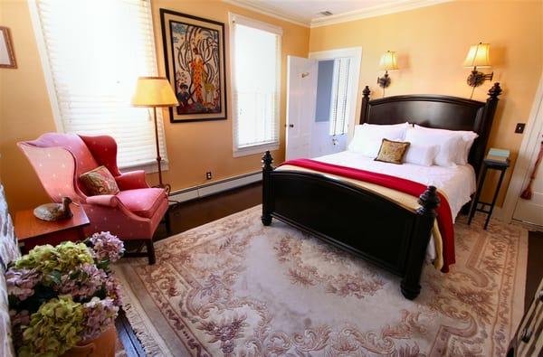 The Captain's Quarters, one of the sumptuous guest rooms, comes with access to a private breakfast nook at the top of the house