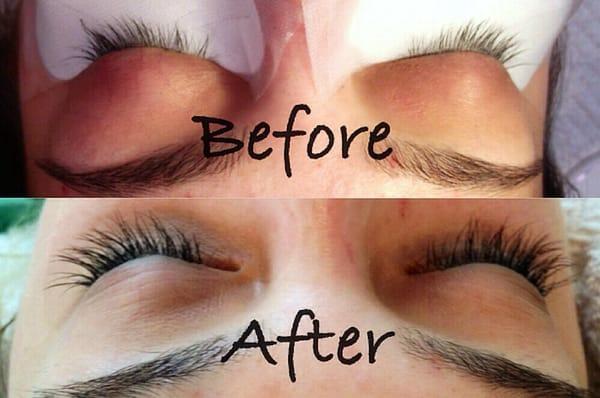 Full set of mink eyelash extensions.