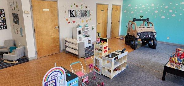 Let your creative side out in our Kitchen, Grocery store, Doctor's office, and Safari Jeep!