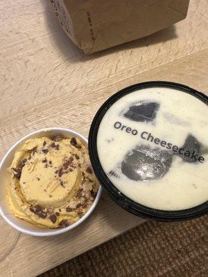 Toffee Dream Pint and Oreo Cheesecake Pint