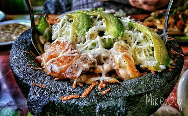 Closeup of Molcajete Bowl yum yum !