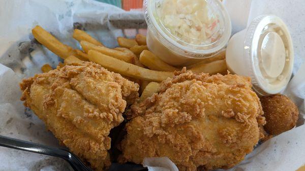 Fresh fried flounder, basket lunch