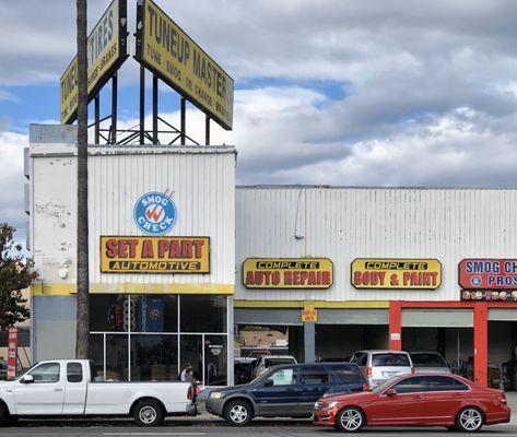 Straight across Sherman Way. Set a Part is on the W side of the building. You can get there on the WB side of Sherman Way.