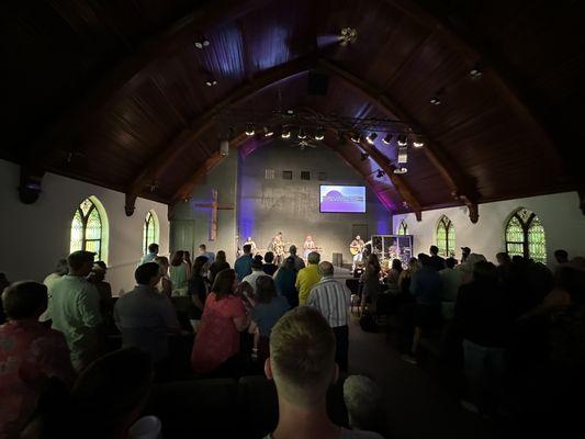 Singing during service.