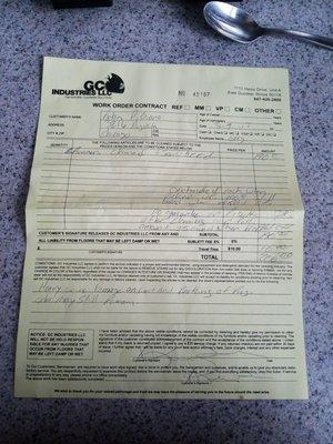 Here is the contract that I paid $100 towards that this company refused to honor