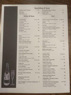 Wine menu