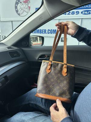 Repaired water damage to a LV bag