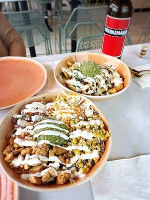 Carne Asada Fries, Keto Salad with Chicken, and Red Blend Wine