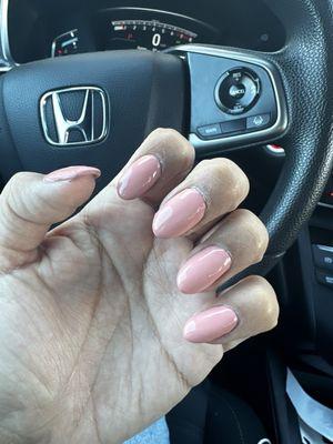 Acrylic fill "almond" shape.