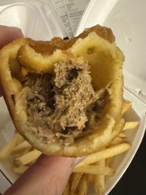 Shredded beef empanada