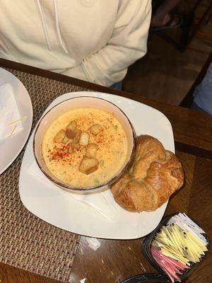 Shrimp Bowl of Shrimp and Crab Chowder with Salad (not pictured) and Croisant. Everything was absolutely delicious.