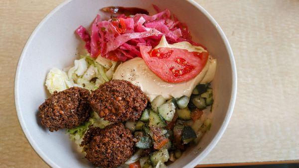 Falafel bowl with mixed salad. YUM