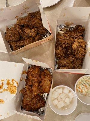 Garlic soy chicken (whole) & red hot chicken (drumsticks)