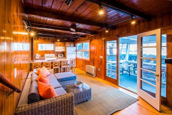 Sea View cottage's living room/kitchen area