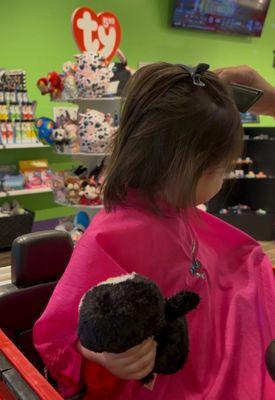 Getting her first salon cut!