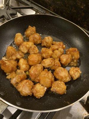 Sesame chicken was terrible and disgusting. Tried to pan fry but I failed! Waste of $