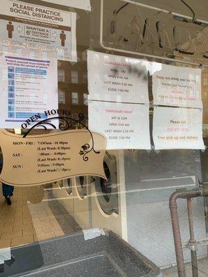 Current hours posted on the white paper