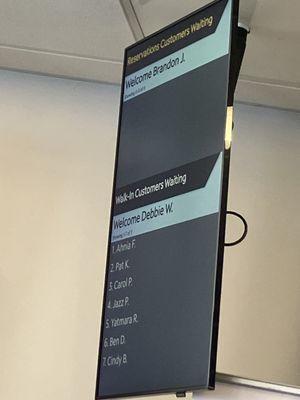 This is the list of people waiting, while we told only one person would be waiting on people, while the manager was in back room, hiding.