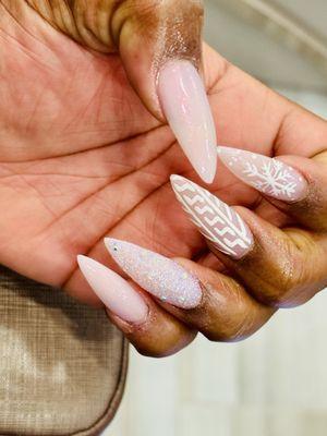 Winter themed stiletto full set