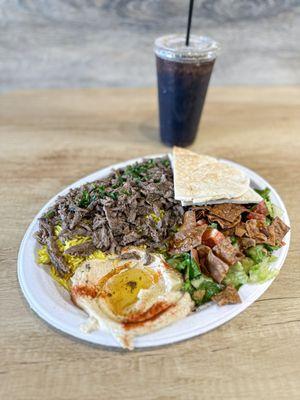 Beef Shawarma Plate w/rice and a greek side salad and pita
Shawarmaati Mediterranean in gilbert, az
shawarmaati.com
