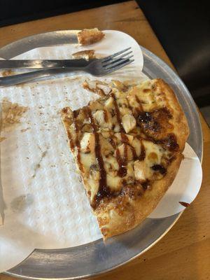 BBQ chicken pizza with extra BBQ sauce