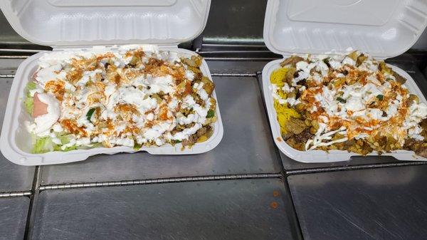 Chicken over rice and mix over rice.