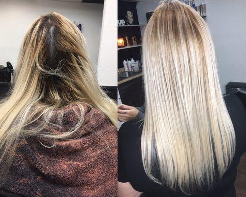 Retoque de raíz , Toner , Tratamiento de Olaplex y Secado