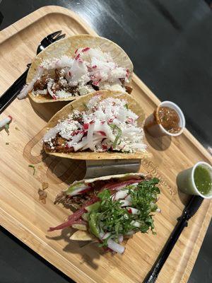 one steak taco and two "make your own"