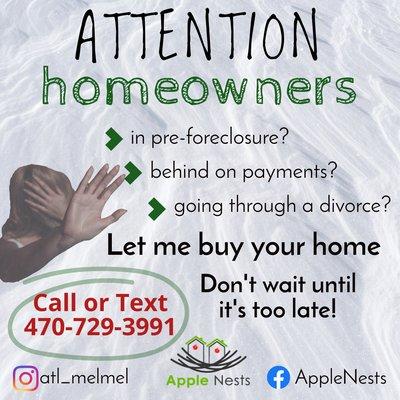 Do you need to sell your home quickly? Foreclosure, relocation, probate, divorce, liens? No problem! Call or text today 470-729-3991