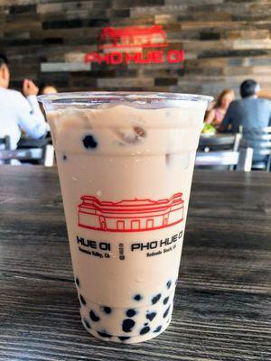 TRY our MILK TEAS! You have a choice between Jasmine GREEN and BLACK Tea. Grab an ICE COLD one Today! #HueOi #Boba #MilkTea