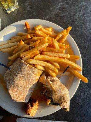 Santa Fe salmon wrap already half eaten!