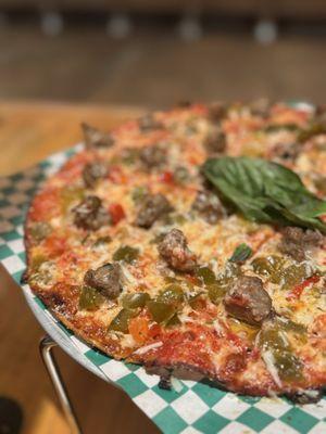 Meatball pizza