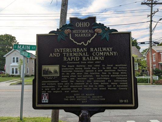 Interurban Railway and Terminal Company Marker, Mason OH