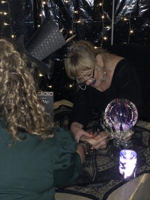 Giving a palm reading