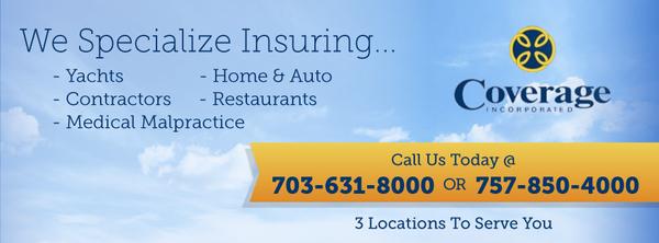 Coverage Inc in Chantilly VA is here for all your insurance needs!