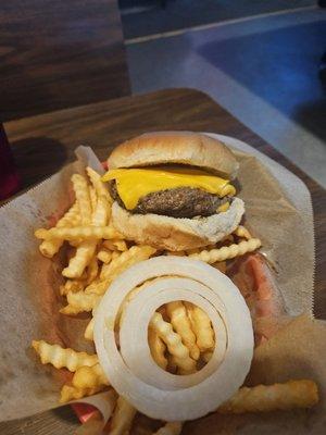 Monday special. Cheeseburger and Fries.