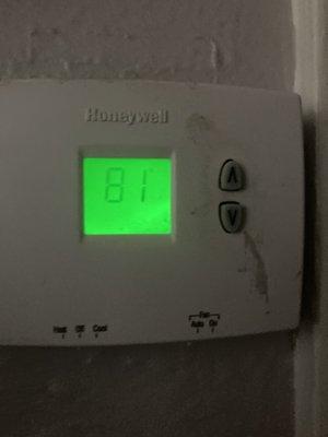 This was the temperature inside in the evening. It was higher during the day.