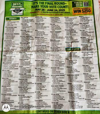 Vote before June 24. Scan QR code for a digital ballot or purchase a newspaper for a printed ballot. 1 entry/person. Good luck nominees!