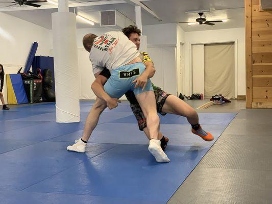 Sparring during Wreslting clinic