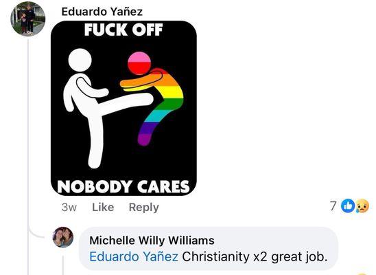 OMAR ELIAS YANEZ FLETES posts violent threats against LGBTQ+ people on social media. He is a danger to your family and community.