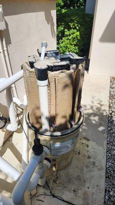 Very dirty and worn DE grids! Call us if your pool water clarity isn't crystal clear. Your filter system could be to blame!