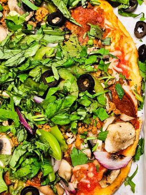 Ultimate Veggie pizza with pepperoni and sausage (Vegan)