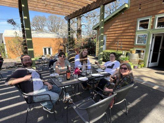 Enjoying pizza and Cab