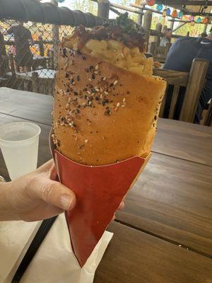 PB&J Cone: Macaroni and cheese with pulled pork and bacon jam.